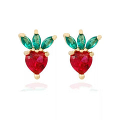 Strawberry Heart Stud Earrings