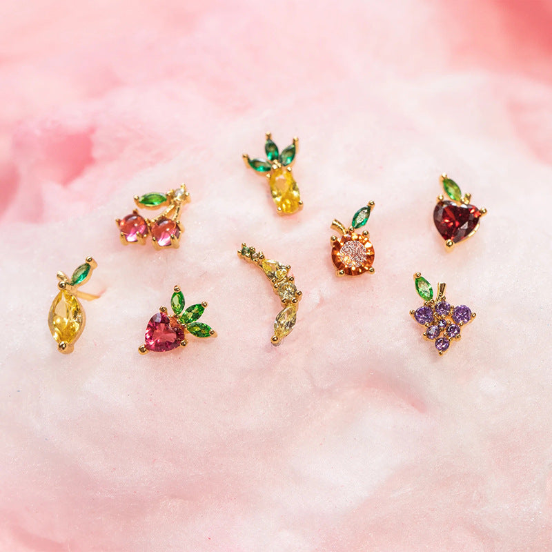 Strawberry Heart Stud Earrings