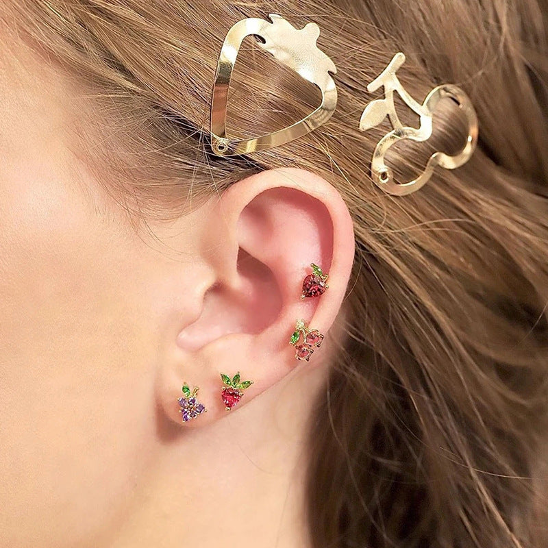 Strawberry Heart Stud Earrings