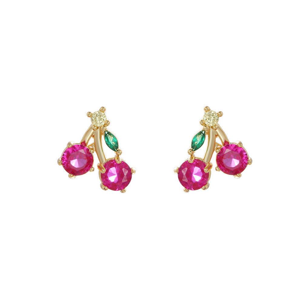 Cherry Stem Stud Earrings Stella Harte