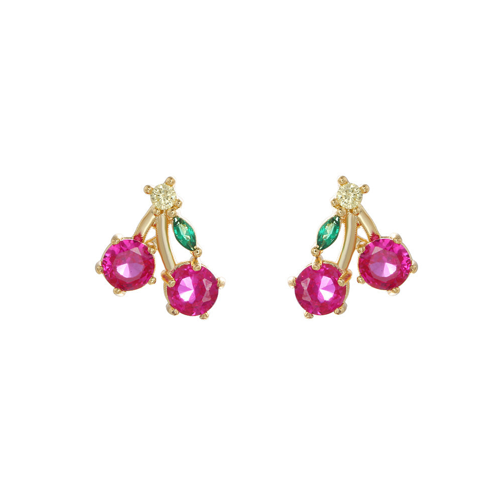Cherry Stem Stud Earrings