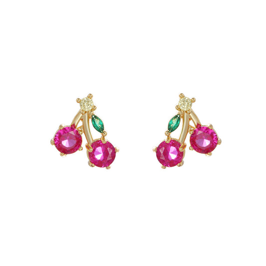 Cherry Stem Stud Earrings