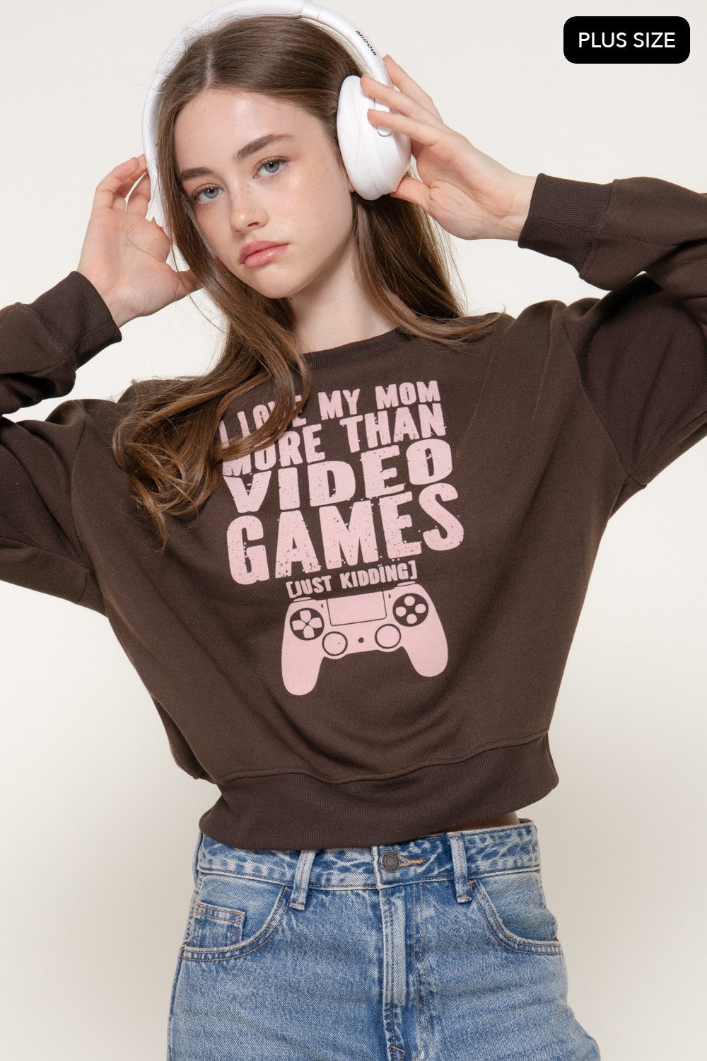 Long Sleeve Flocked Letter Sweatshirt