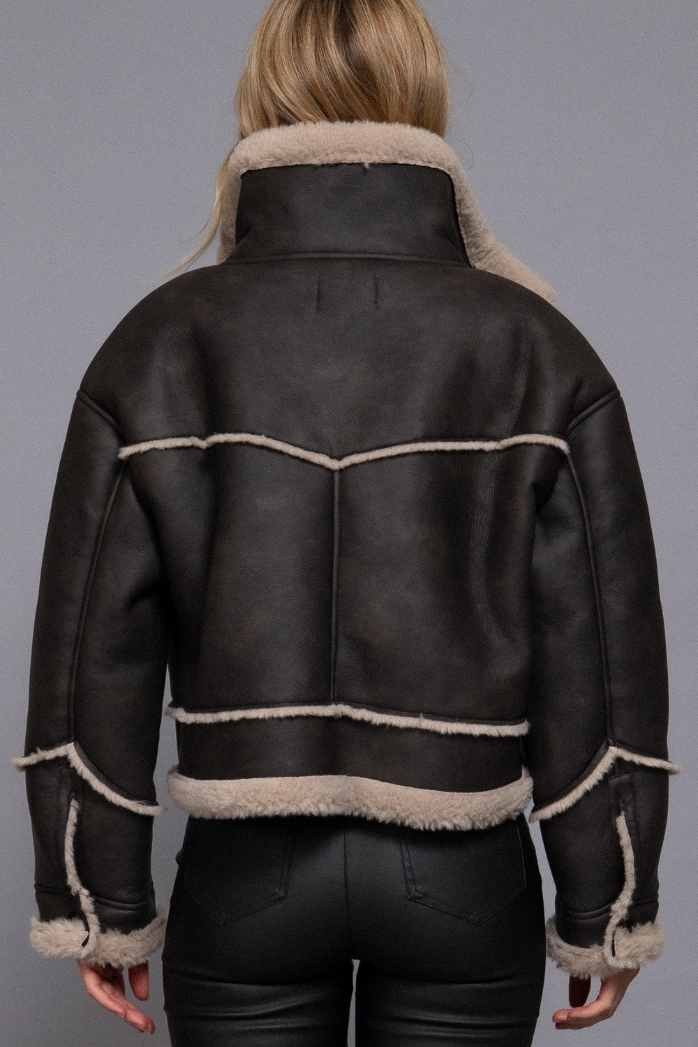 Faux Leather Inner Fur Jacket