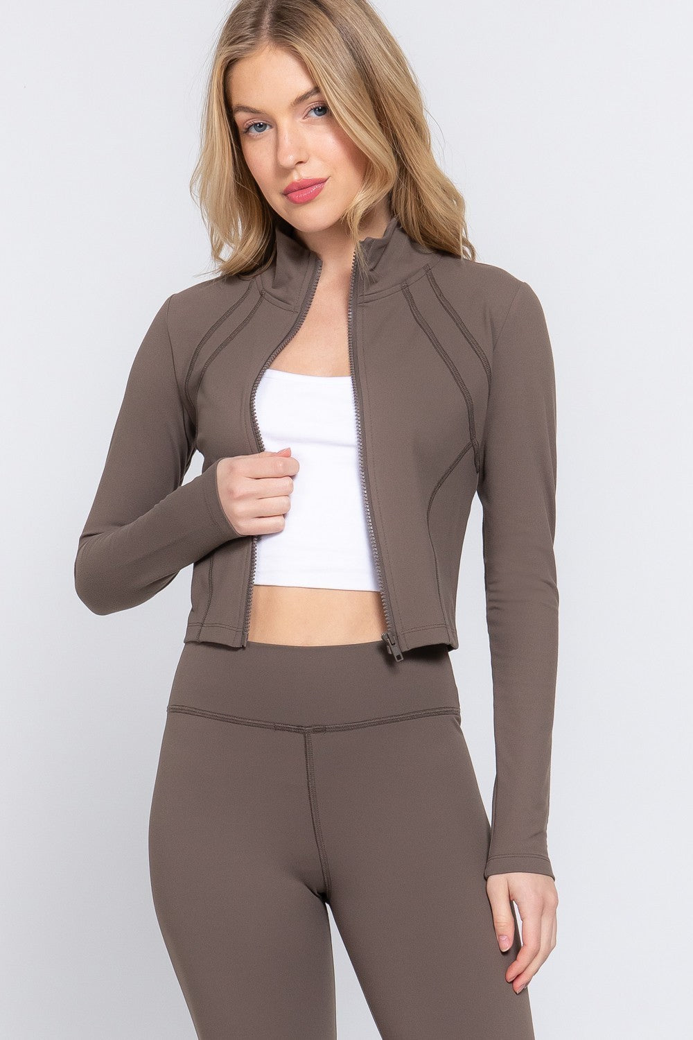 Mock Neck Zip-up Workout Jacket