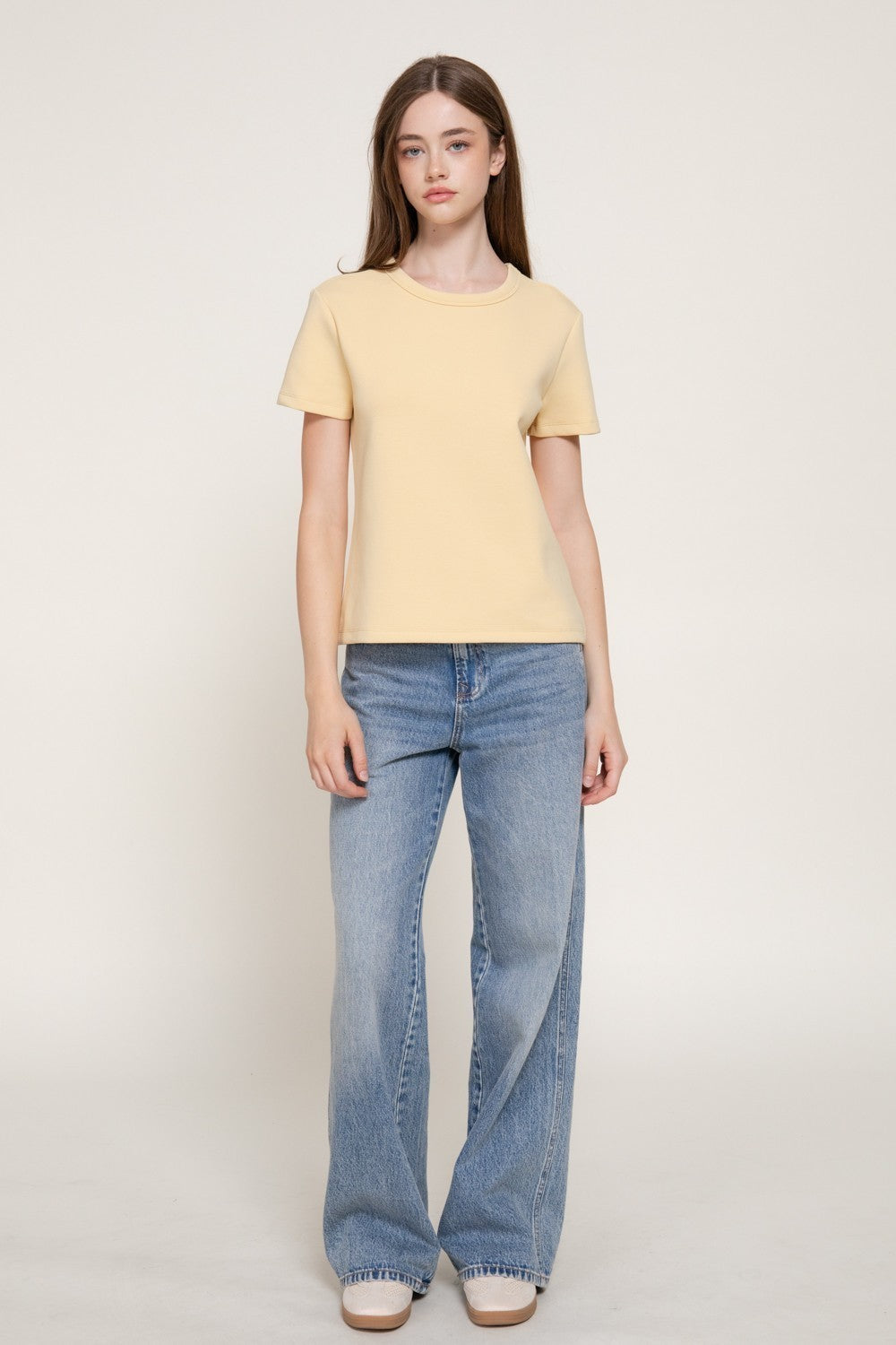 Short Sleeve Round Neck Soft Knit Top