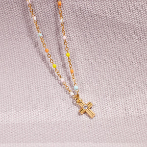 Rainbow Bliss Cross Necklace