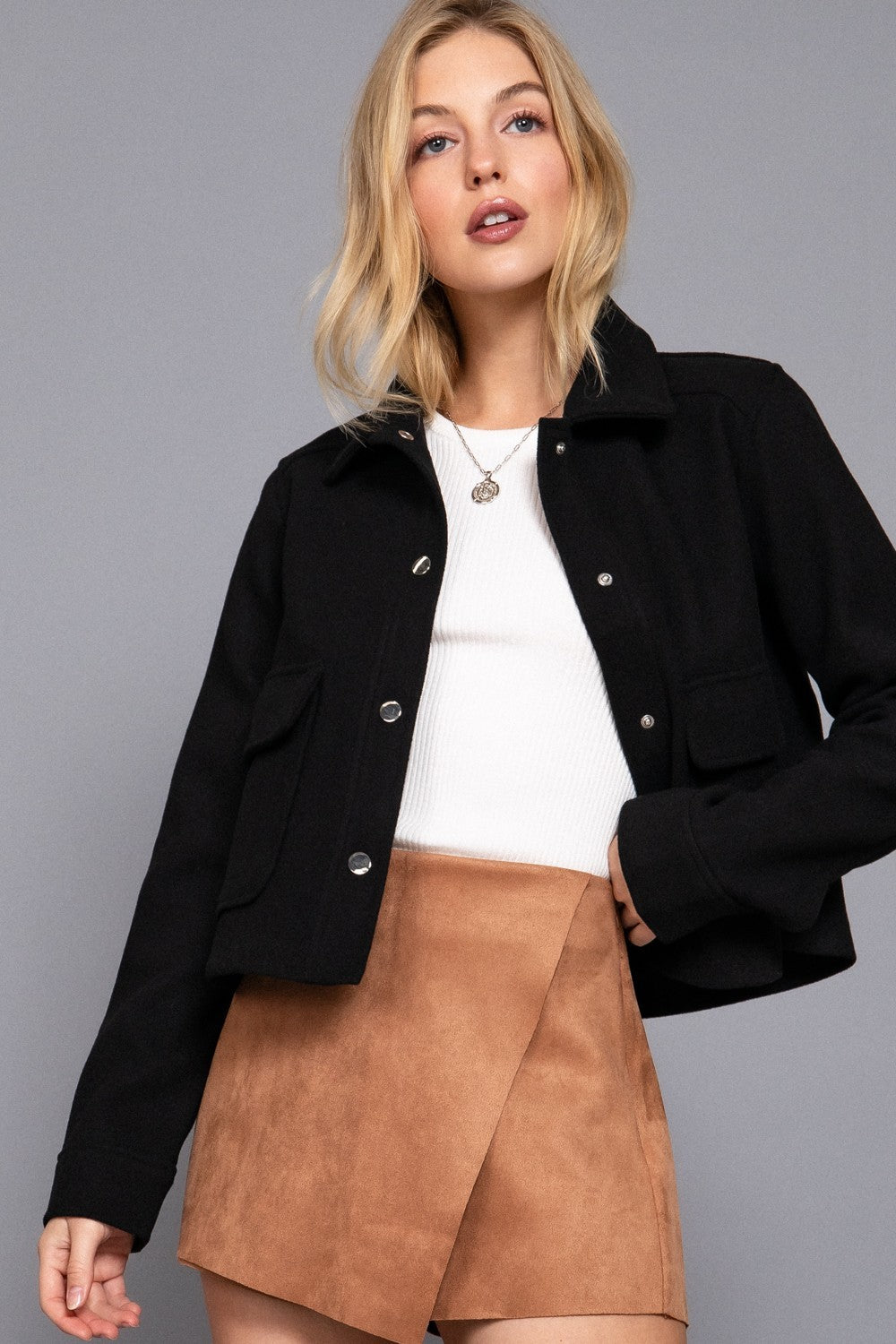 Long Sleeve Closure Soft Felt Jacket