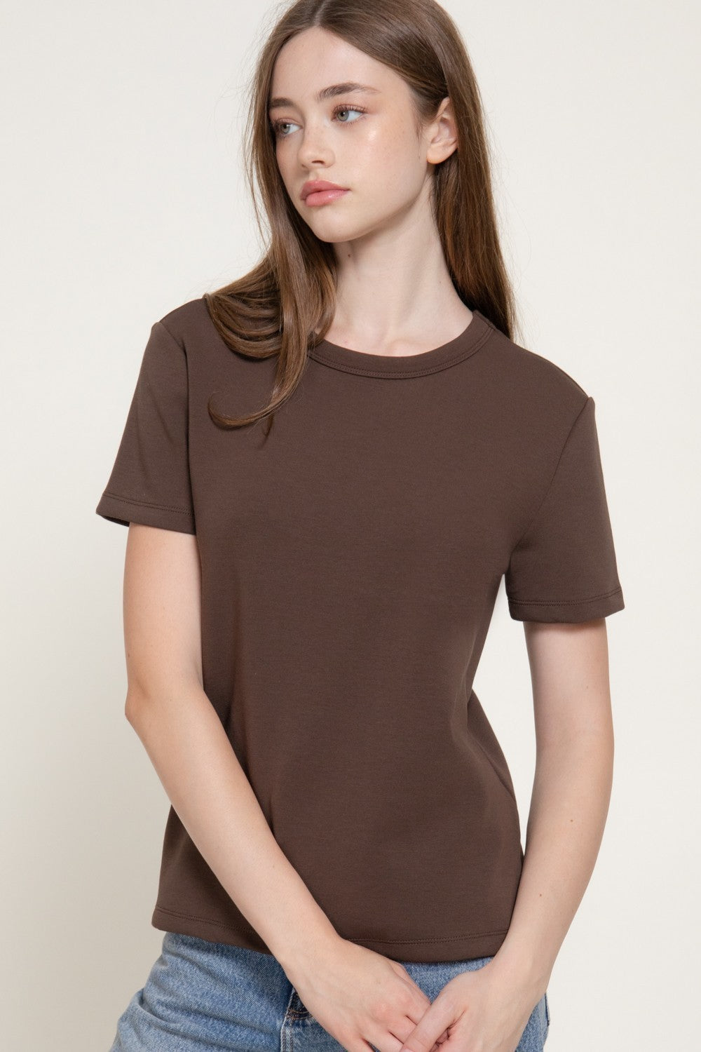 Short Sleeve Round Neck Soft Knit Top