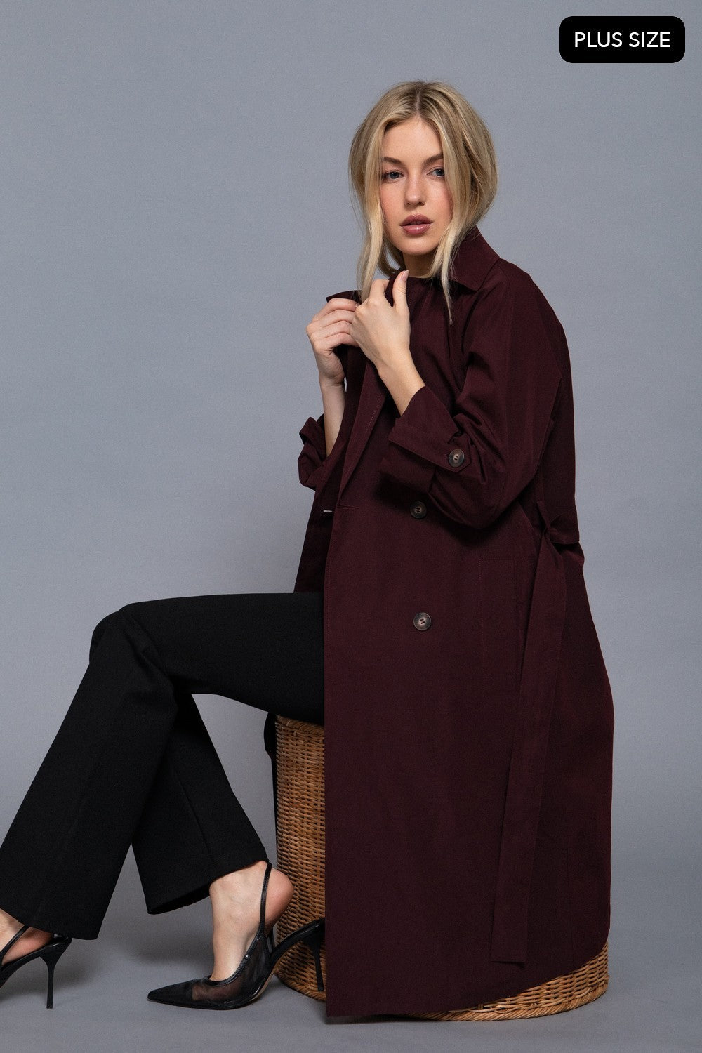 Long Slv Belted Trench Coat
