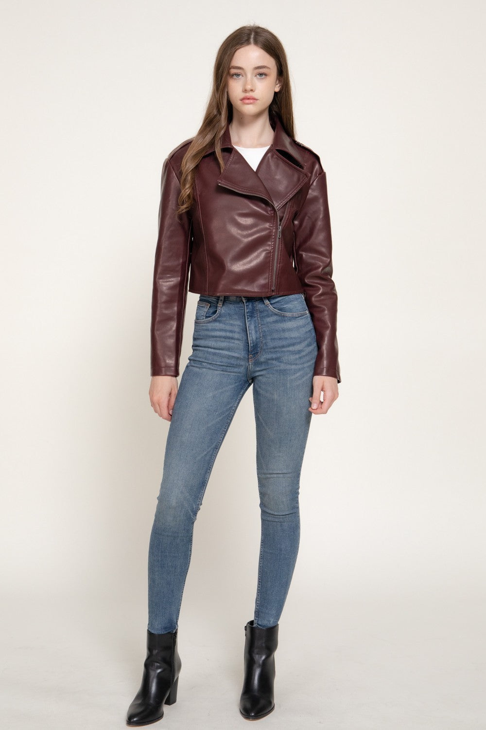 Vintage Wash Faux Leather Motor Jacket