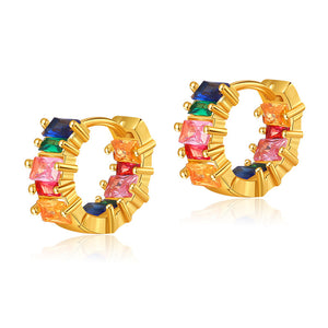 Rainbow Facet Hoops