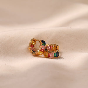 Rainbow Facet Hoops