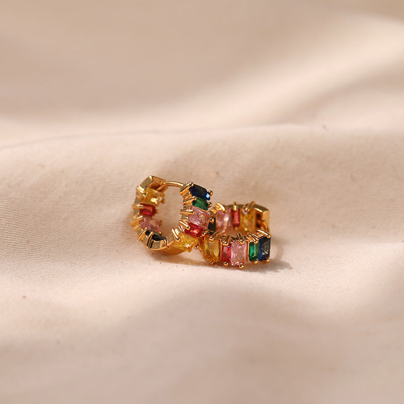 Rainbow Facet Hoops