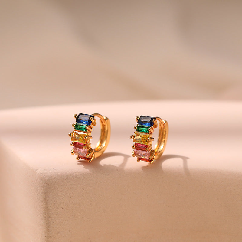 Rainbow Cube Hoops