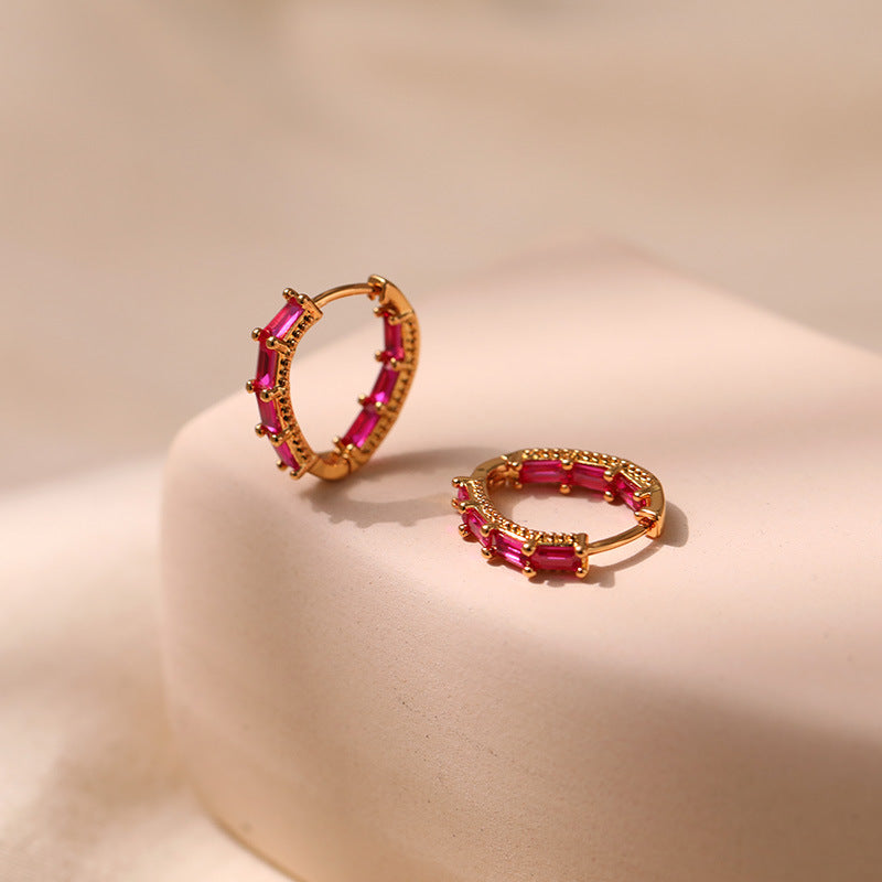 Rose Baguette Hoops