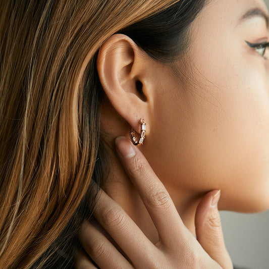 Crystal Baguette Hoops