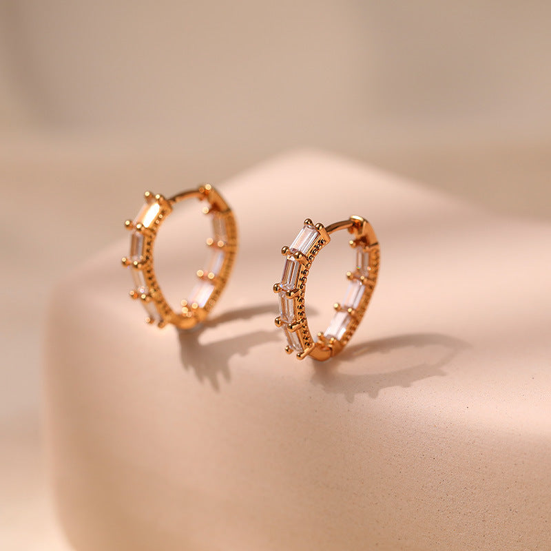Crystal Baguette Hoops