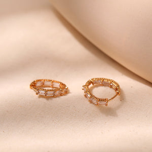 Crystal Baguette Hoops