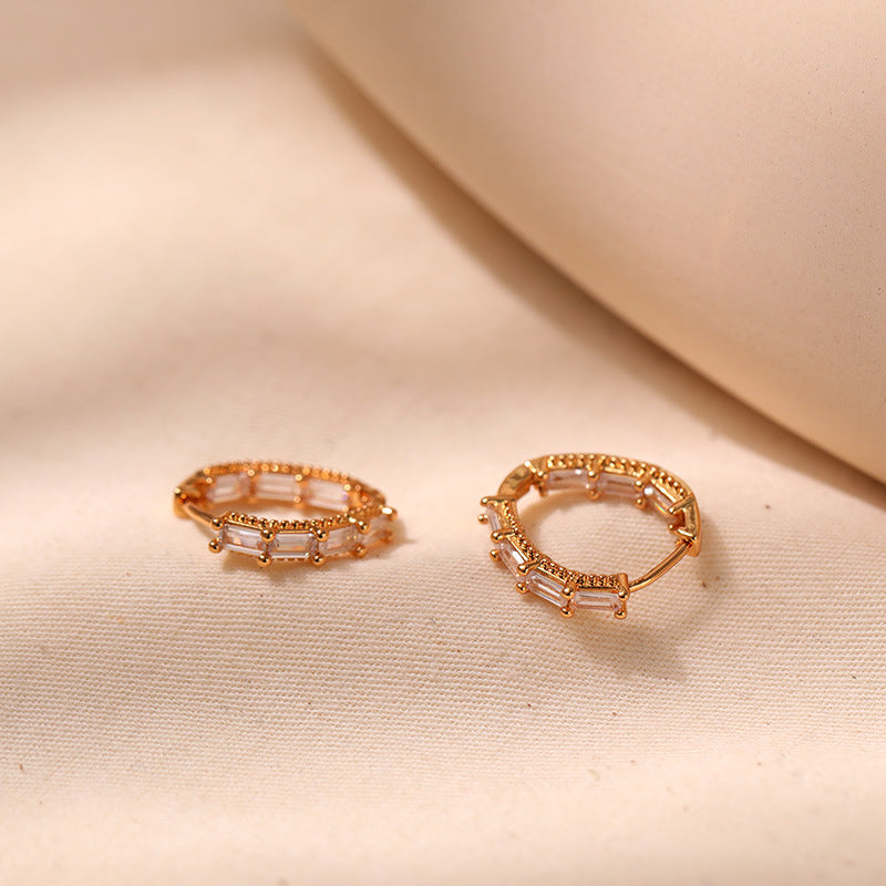 Crystal Baguette Hoops