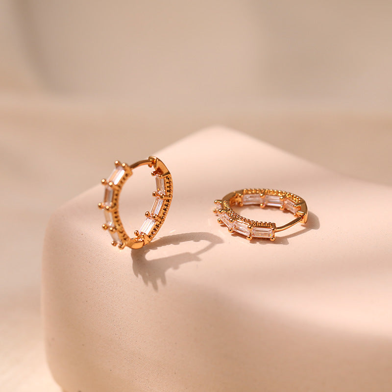 Crystal Baguette Hoops