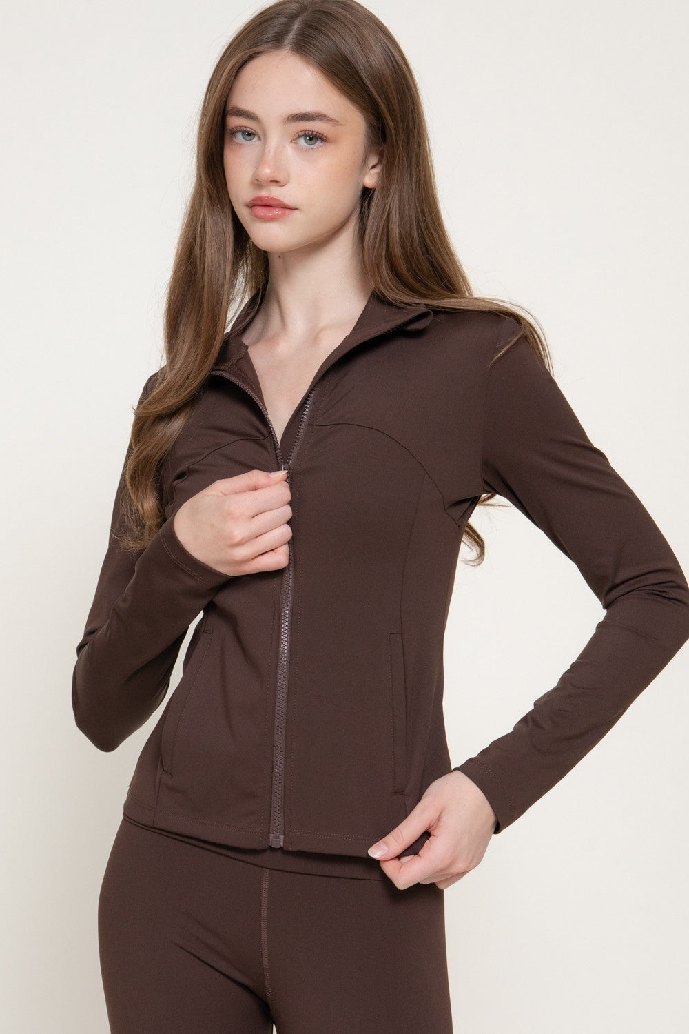 Long Slv Mock Neck Workout Jacket