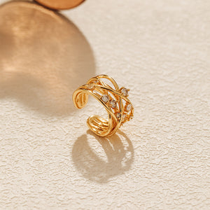 Interlace Diamond Cuff Ring