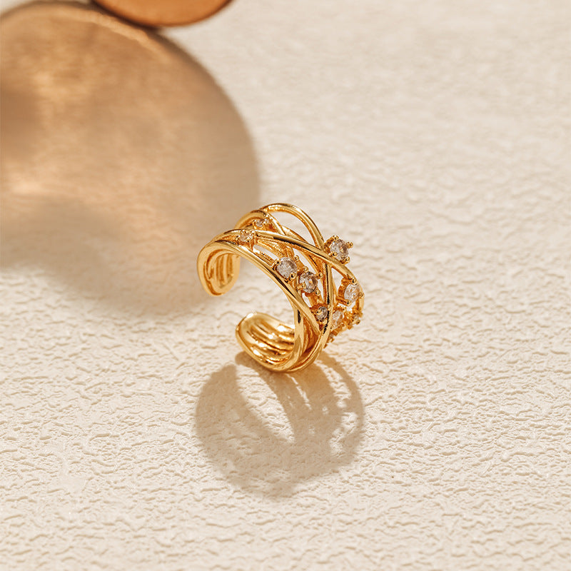 Interlace Diamond Cuff Ring