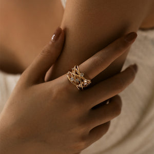 Interlace Diamond Cuff Ring