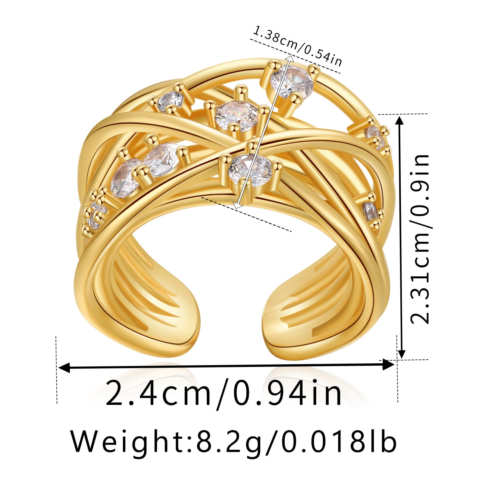 Interlace Diamond Cuff Ring