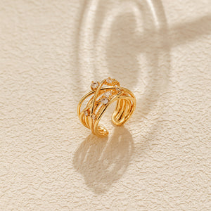 Interlace Diamond Cuff Ring