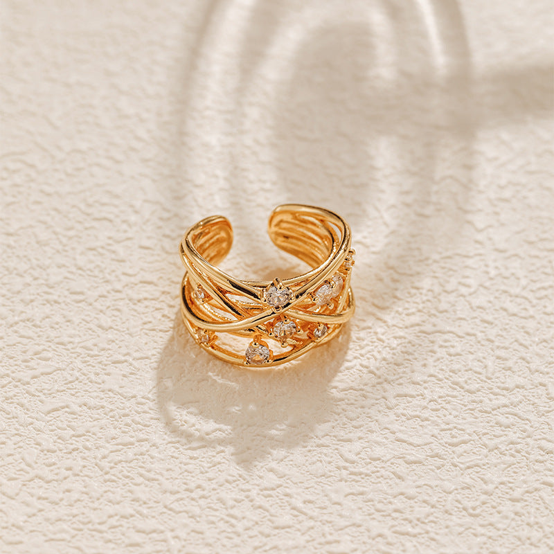 Interlace Diamond Cuff Ring