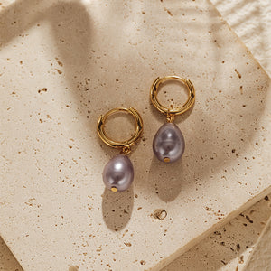Pearl Drop Hoops