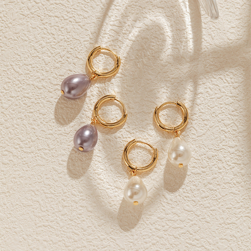 Pearl Drop Hoops
