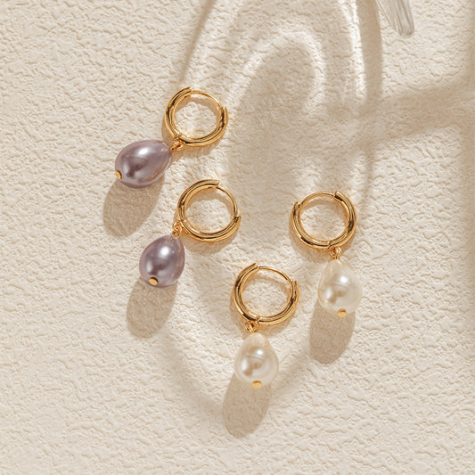 Pearl Drop Hoops