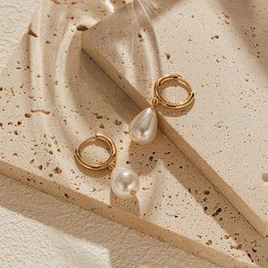 Pearl Drop Hoops