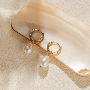 Pearl Drop Hoops