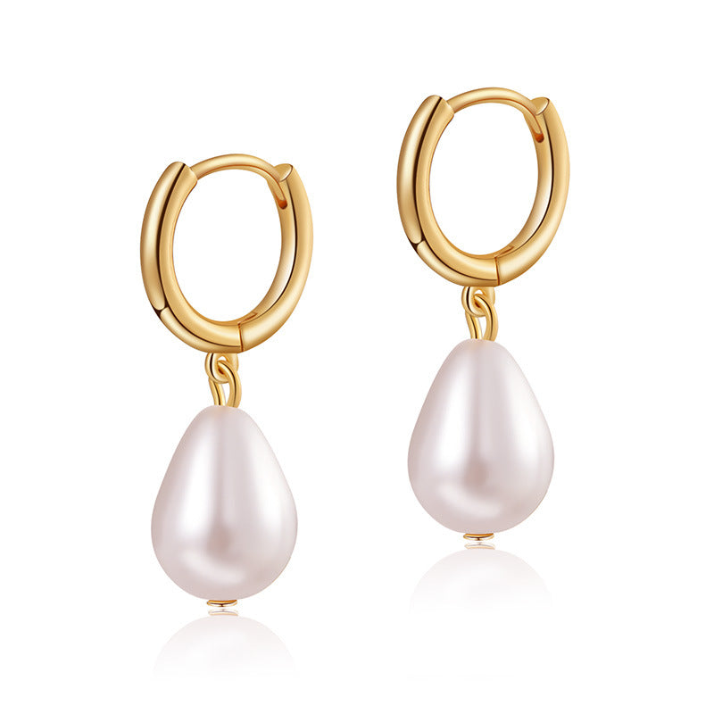 Pearl Drop Hoops