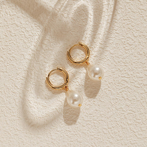 Pearl Drop Hoops