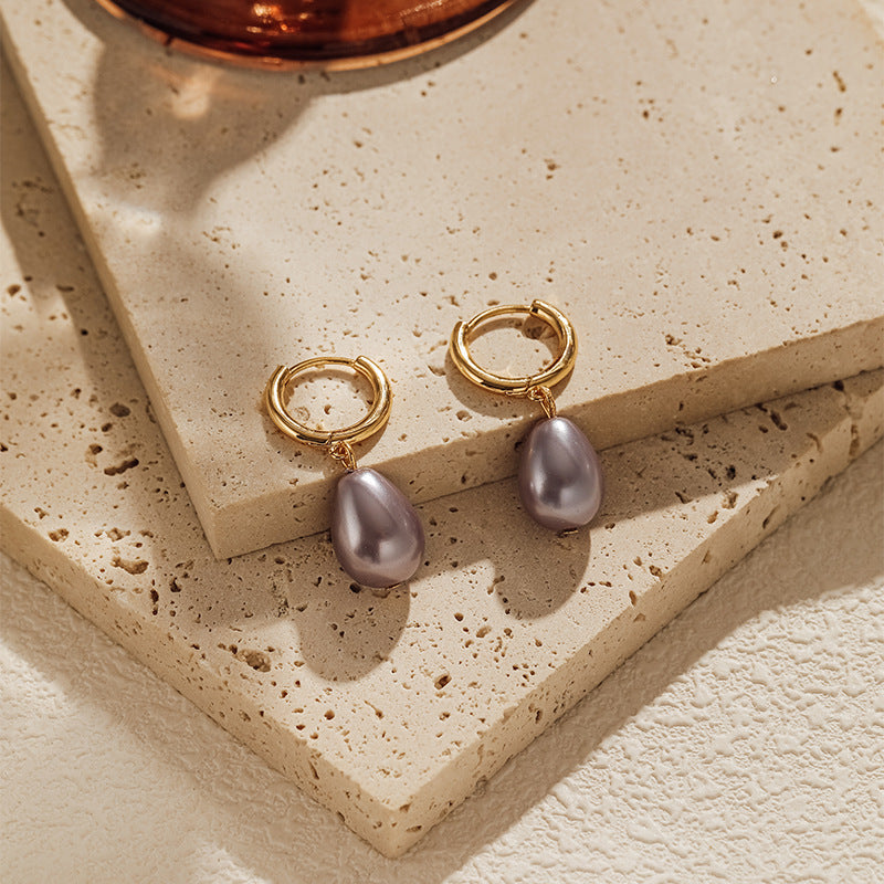 Pearl Drop Hoops