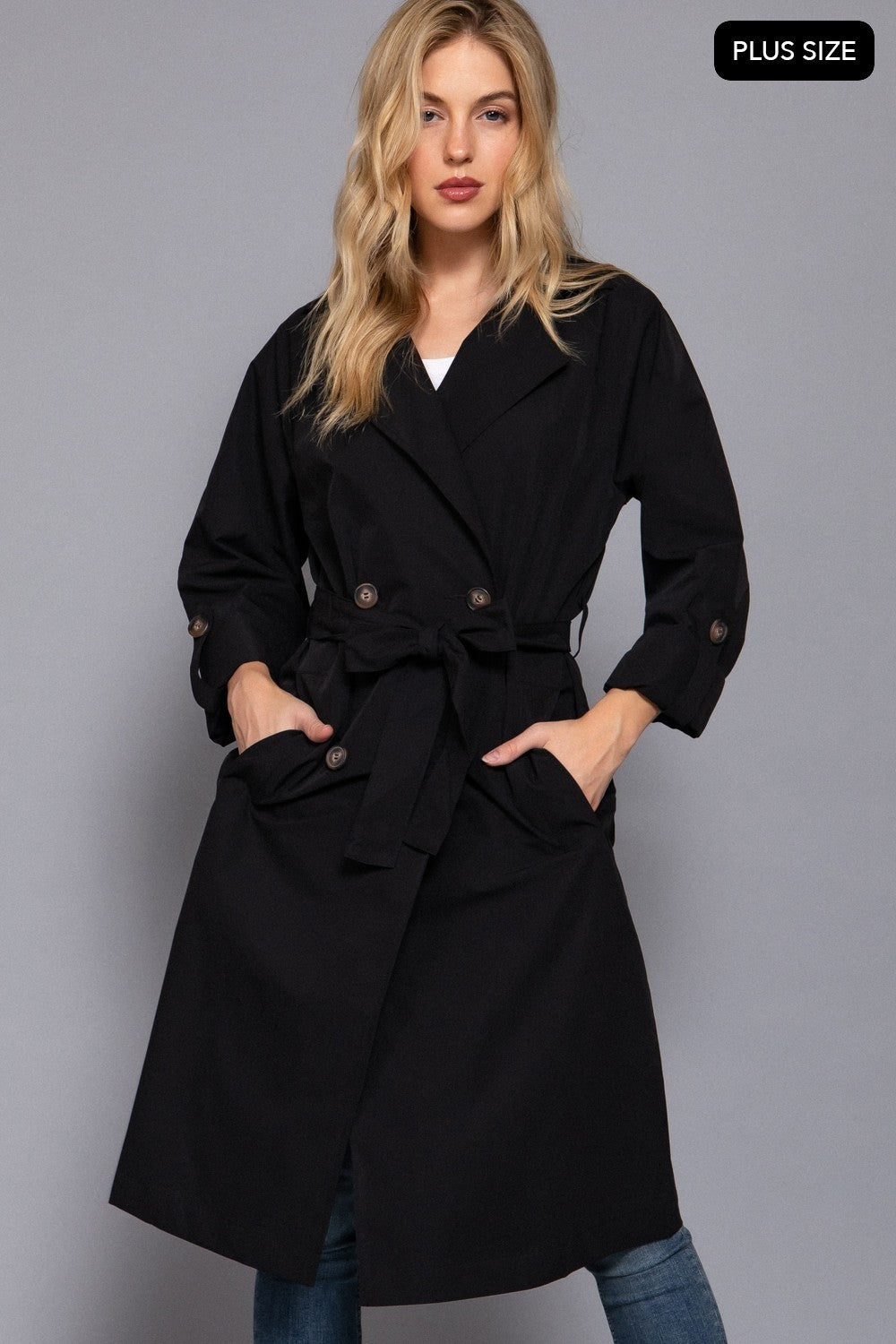 Long Slv Belted Trench Coat