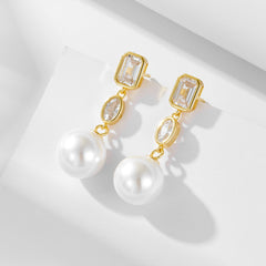 Mia’s ZirconPearl Drop Earrings