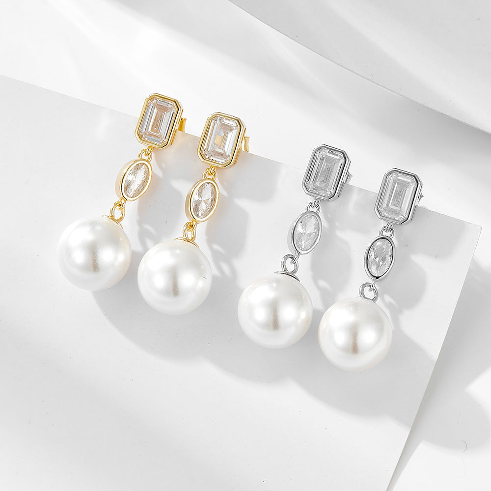 Mia’s ZirconPearl Drop Earrings Stella Harte