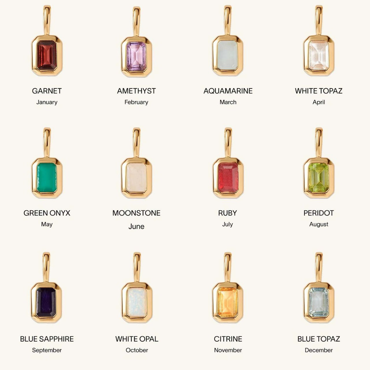 Birth Bar Gem Charm Necklace