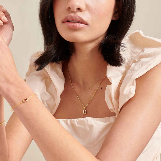 Birth Bar Gem Charm Necklace