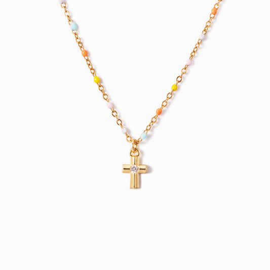 Rainbow Bliss Cross Necklace