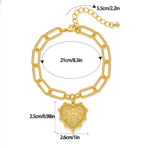 The Golden Heart Charm Bracelet