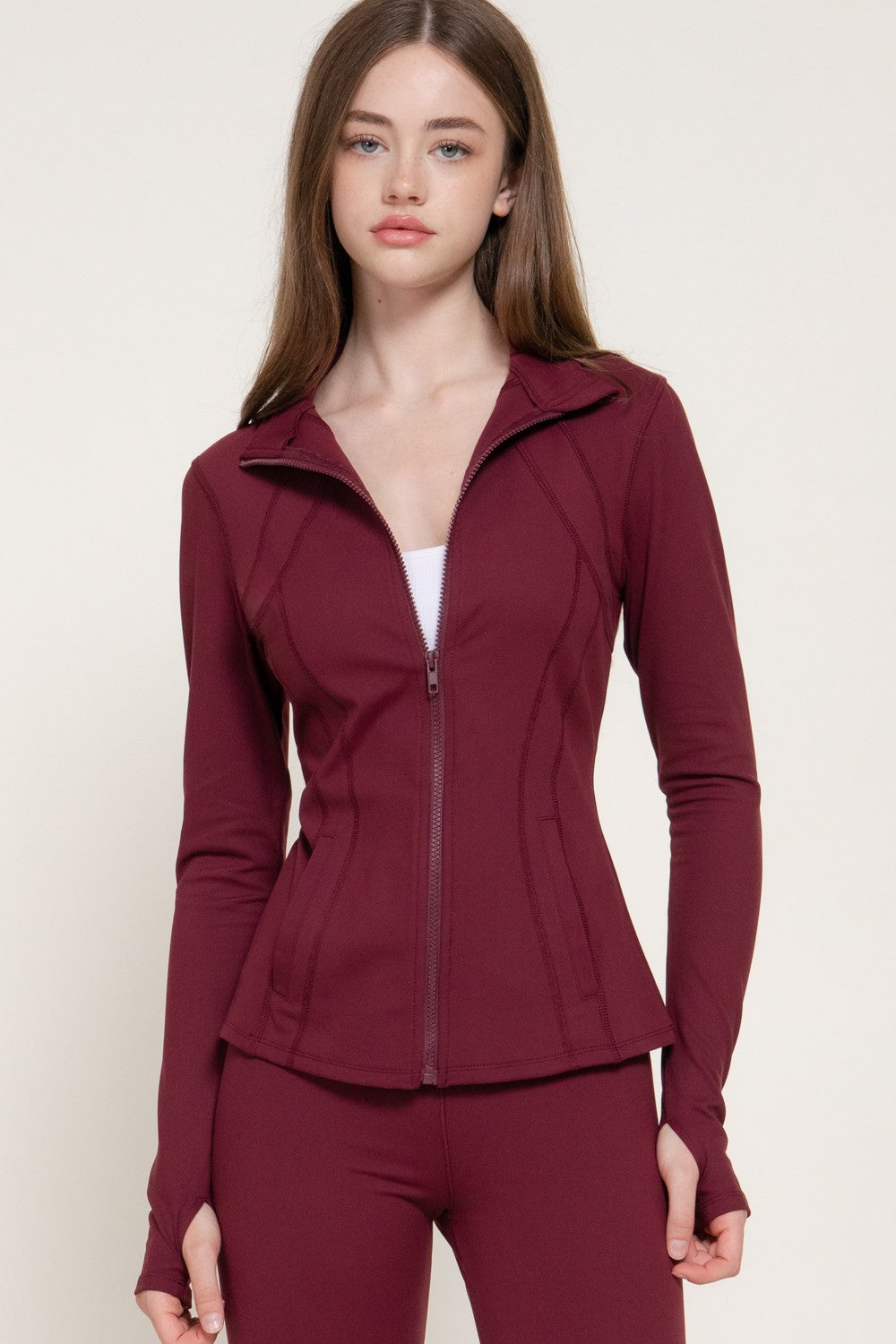 Long Slv Thumb Holes Workout Jacket