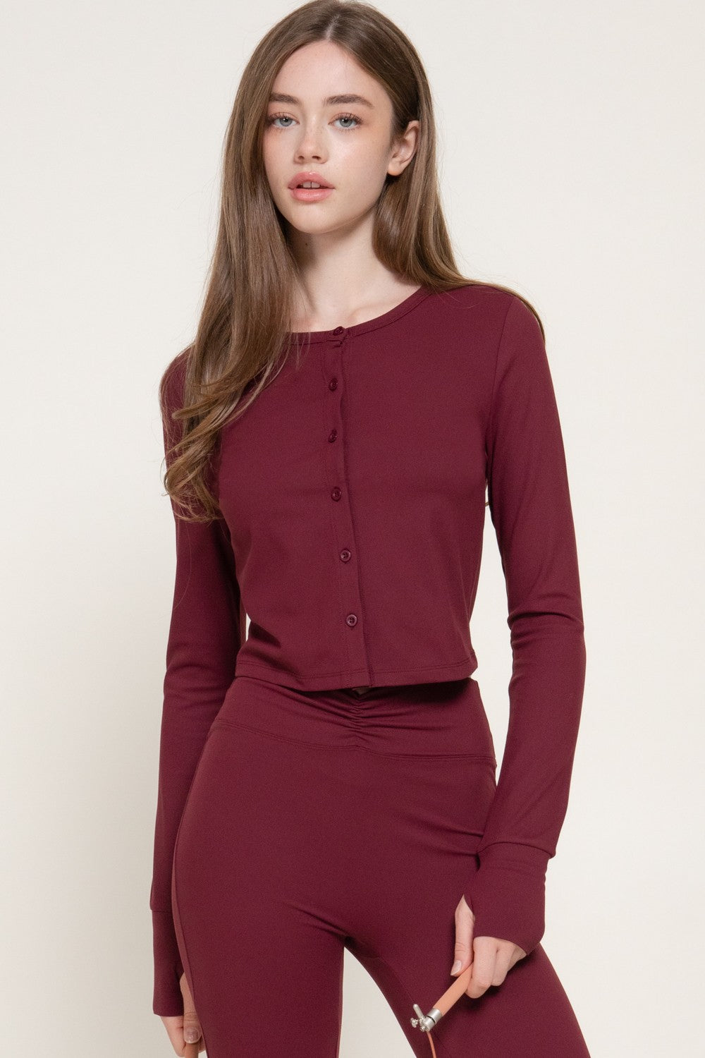 Long Sleeve with Thumb Holes Activewear Cardigan