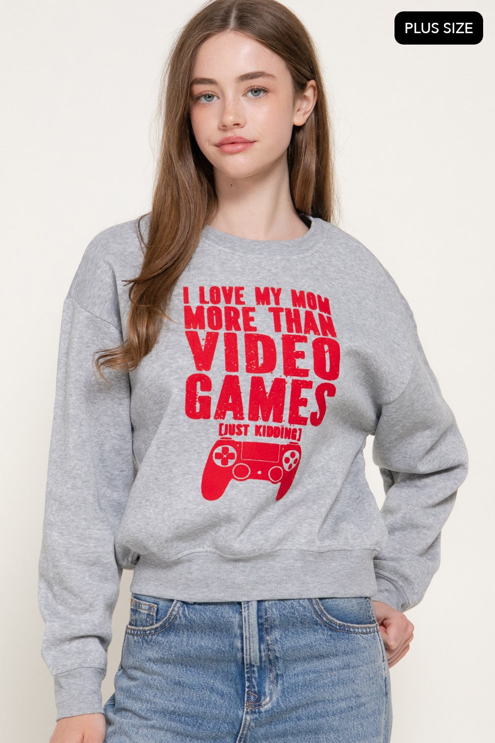 Long Sleeve Flocked Letter Sweatshirt